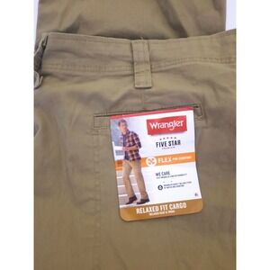 Wrangler Five Star 44 32 Flex Cargo Pants Relaxed Fit Khaki Brown New Mens Work